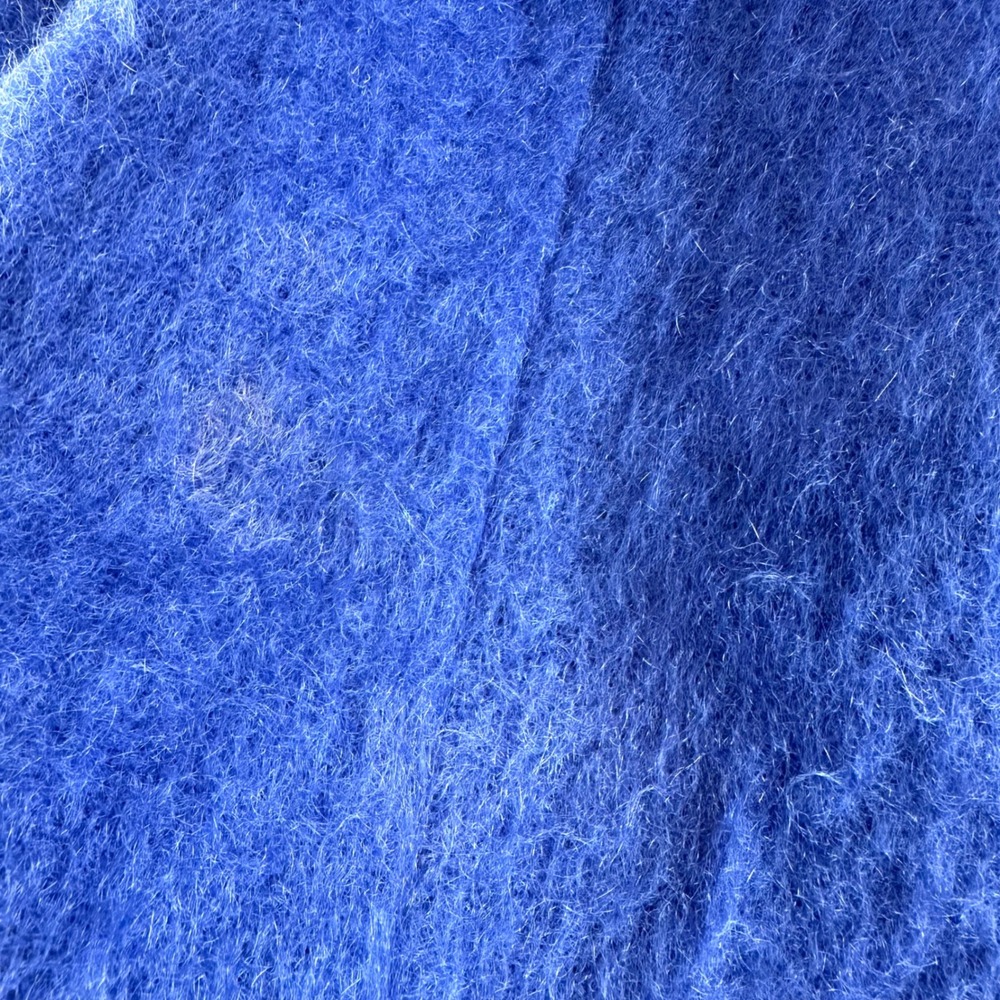 Vintage Mohair Coat Blue Oversized Fuzzy Wool Blend Statement Jacket 80s USA 14 - Picture 11 of 17
